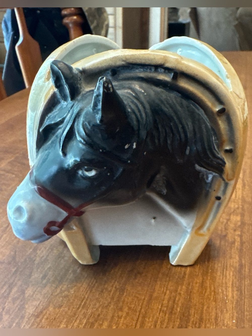 Vintage Japan Horse Head Ceramic Planter Vase Mid Century Equestrian Pottery